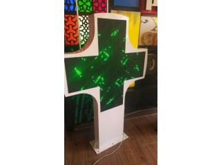 Croix de pharmacie LED lumineuse