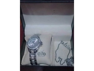 Coffret montre et son collier ELITE Argentées