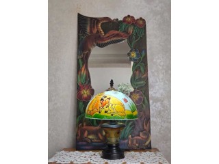 Lampe de table &amp; miroir décoratif vinta